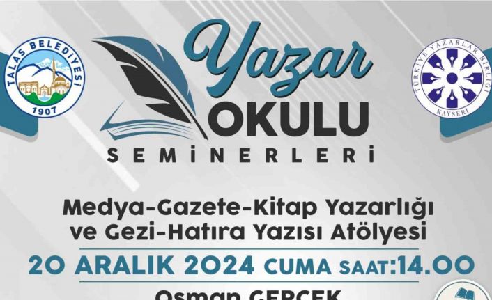 Talas’ın Yazar Okulu Seminerlerinde bu hafta Osman Gerçek konuk olacak