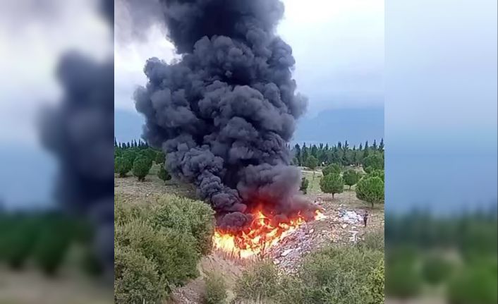 Tutuşturulan kaçak atıklar az daha ormanı yakıyordu