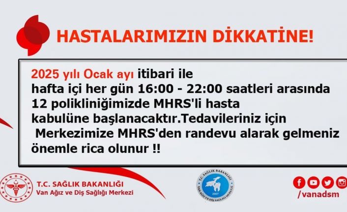 Van ADSM’de akşam polikliniği hizmeti başlıyor