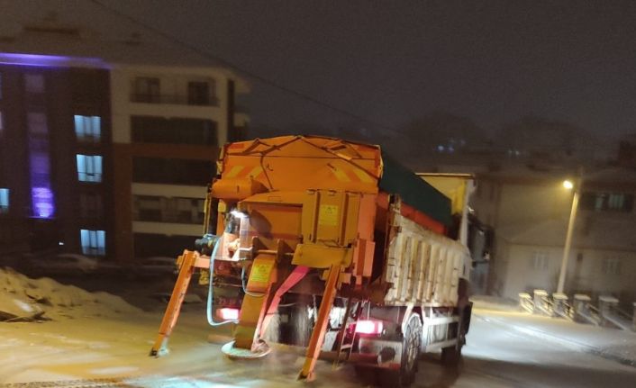 Elazığ’da buzlanmaya karşı tuzlama çalışması