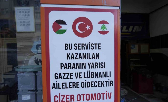 Gümüşhane’de otomobil servisinin gelirinin yarısı Gazze ve Lübnan’a gidiyor