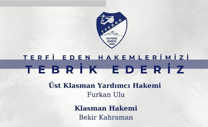 Kayseri Bölgesi’nden 7 futbol hakemi terfi etti