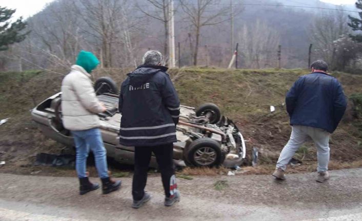 Takla atan araçta burnu bile kanamadı