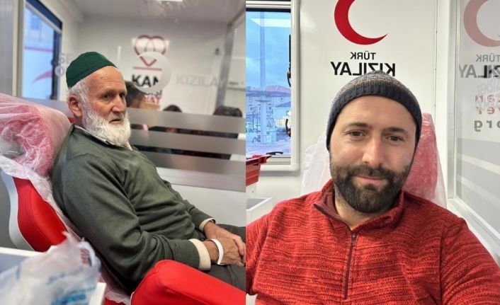 Tavşanlı’da baba oğul kan bağışladı