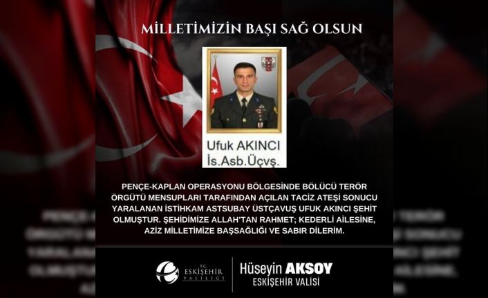 Vali Aksoy’dan Şehit Ufuk Akıncı için taziye mesajı