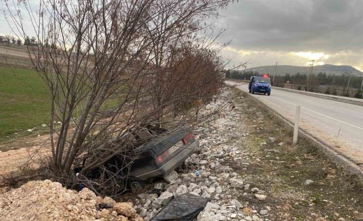 Yoldan çıkan otomobil şarampole uçtu