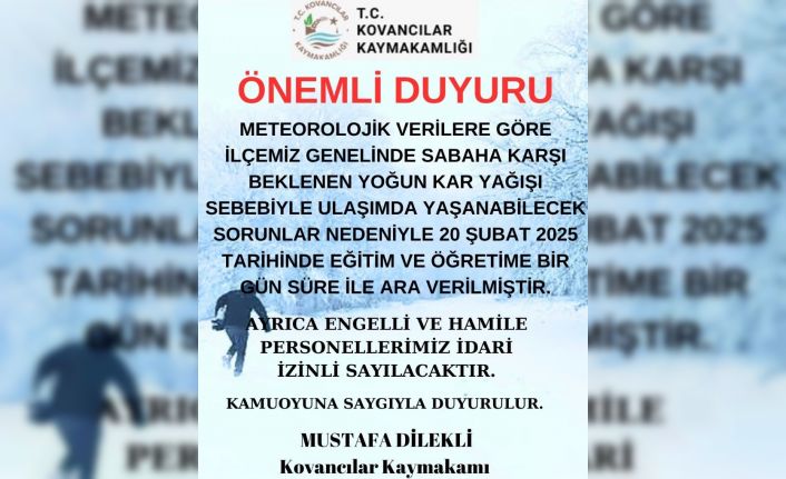 Elazığ’da 3 ilçede eğitime ara verildi