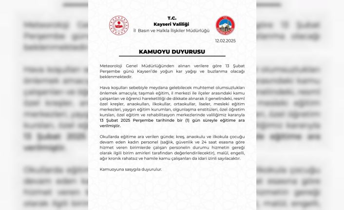 Kayseri’de eğitime kar engelli