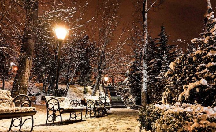 Kuğulu Park’ta kar kartpostallık görüntüler oluşturdu