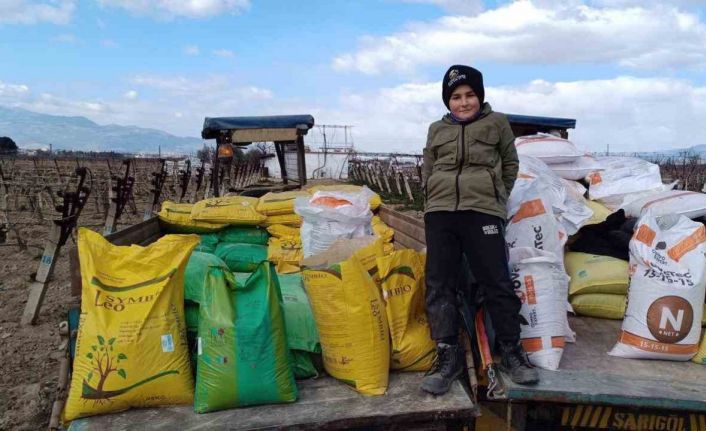 Manisa’da üzüm bağlarına kışlık gübre veriliyor