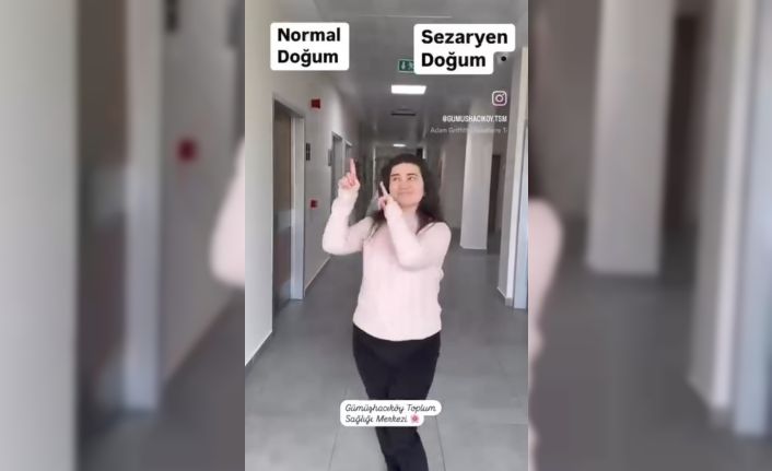 Sağlık çalışanlarından normal doğum için danslı paylaşım