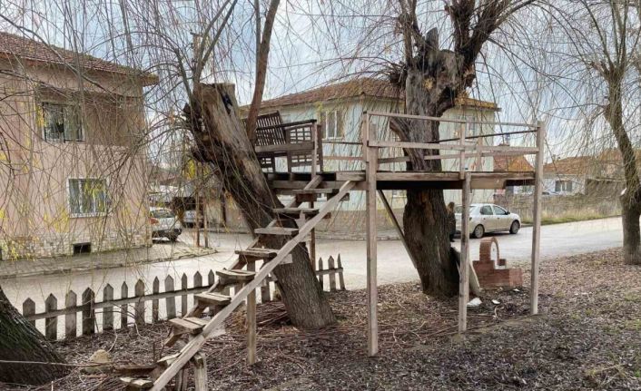 Yaptıkları ahşap çardak herkes tarafından keyifle kullanılıyor
