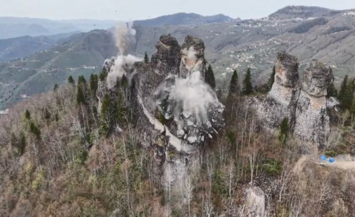 Ordu’nun ‘peribacaları’ noktasında tehlikeli kayalar ıslah edildi