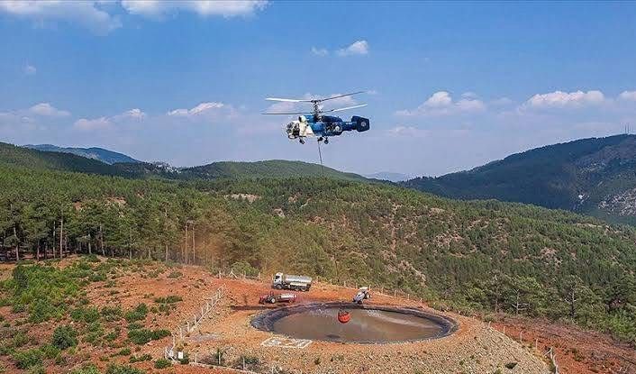 Bayat’ta helikopter destekli yangın havuzu kuruldu