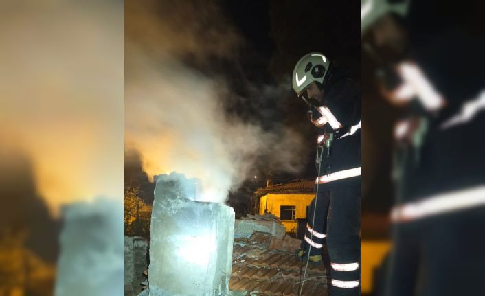 Çankırı’da korkutan baca yangını