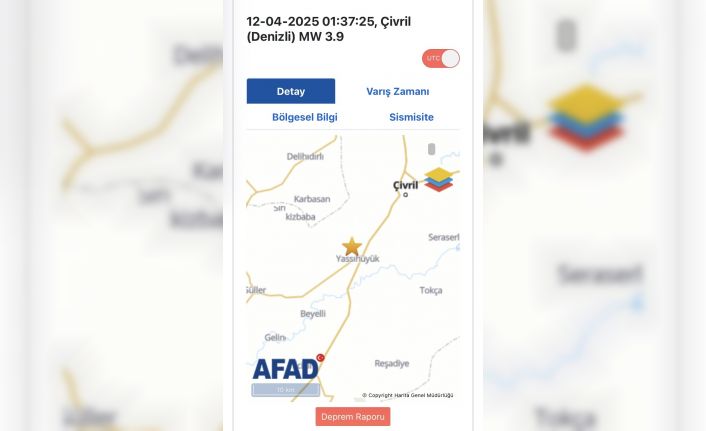 Denizli’de 3.9 büyüklüğünde deprem meydana geldi