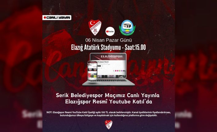 Elazığspor-Serik Belediyespor maçı canlı yayınlanacak