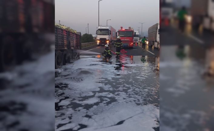 Erzin’de gübre yüklü tırda yangın