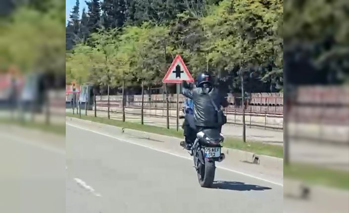 Ordu’da motosiklet ile trafikte şov yapan sürücüye ceza yağdı