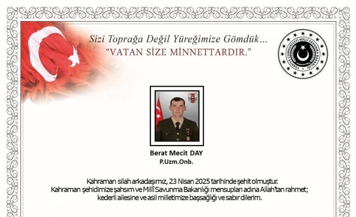 Pençe-Kilit operasyonu bölgesinde 1 asker şehit oldu