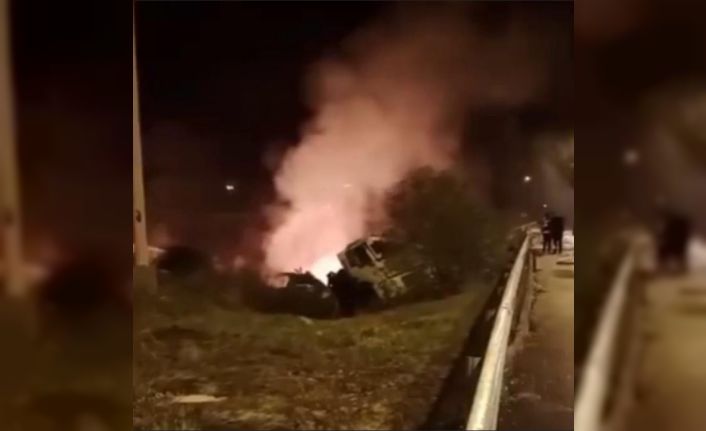 Tankerle tırın karıştığı kazada tanker alev topuna döndü