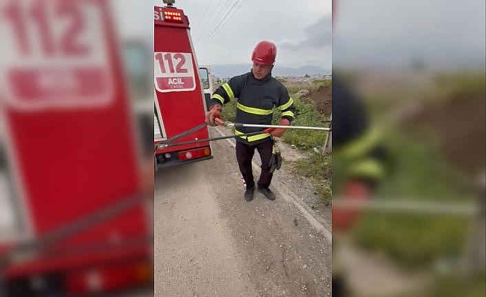 Osmaniyede elektrik panosuna giren yılanı itfaiye çıkardı