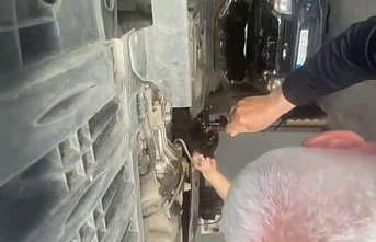 Otomobilin motoruna giren kediyi tamirci kurtardı