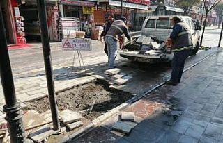 Gaziantep caddesinde kaldırımlar düzenlendi