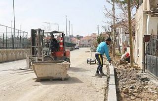 Karaman Belediyesinde kaldırım çalışması