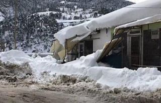 Kar ilçede çatıları çökertti