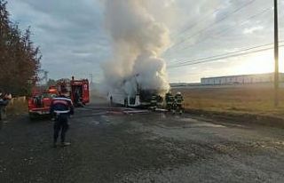 Tekirdağ’da işçi otobüsü yandı