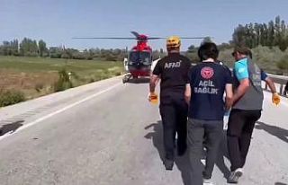 Trafik kazasına helikopterli müdahale