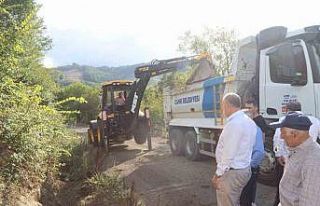 Canik’te kırsalda yol çalışması