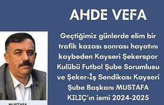 Kayseri ASKF’den ahde vefa