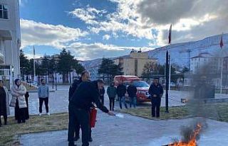 Darende’de yangın söndürme tatbikatı