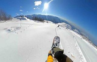 Handüzü Yaylası’na snowboardçu ilgisi