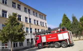 Yuvasında asılı kalan baykuşu itfaiye kurtardı