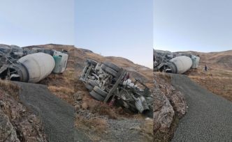 Hakkari’de beton mikseri devrildi