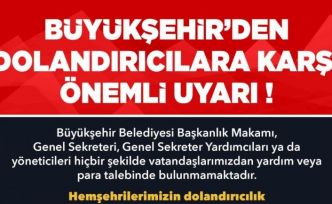 Kayseri Büyükşehir’den ‘dolandırıcılık uyarısı