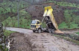 Heyelan bölgesinde anında çalışma