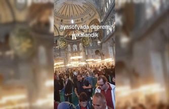Ayasofya’da deprem paniği kamerada