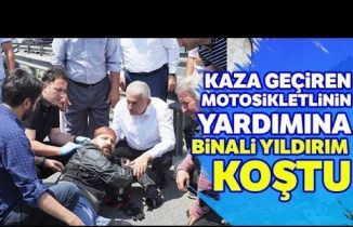 Kaza Geçiren Motosikletlinin Yardımına Binali Yıldırım Yetişti